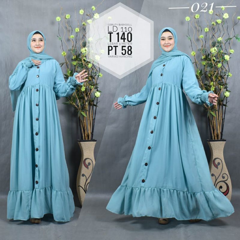 Dress Gamis Wanita Muslim Syari Remaja Kekinian Terbaru 2021 Lebaran Busui Import Kondangan Brukat