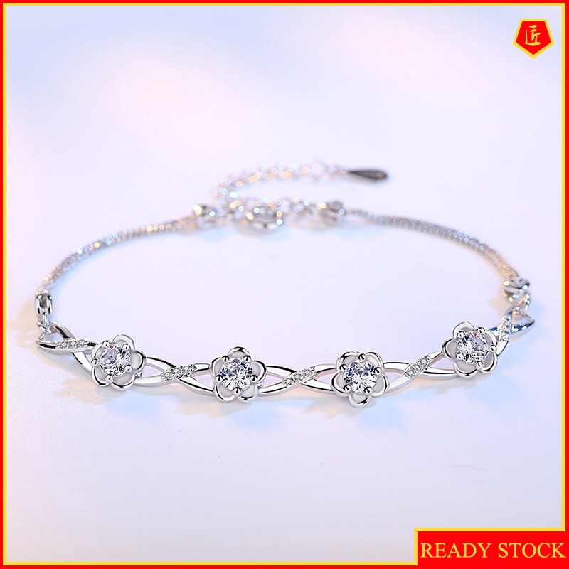 [Ready Stock]Elegant Vintage Flower Diamond Bracelet