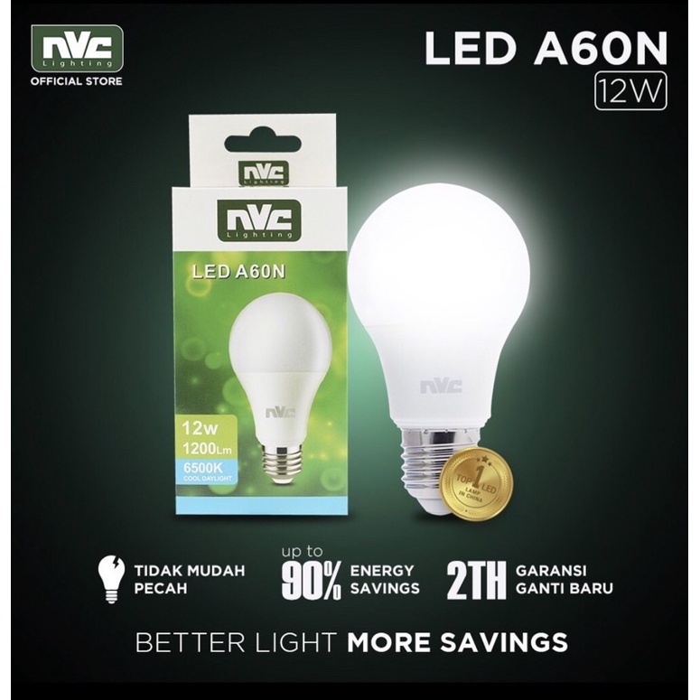 Lampu Led NVC 12W 6500k Cahaya Putih Berkualitas