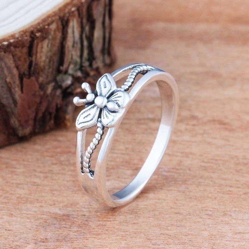 Cincin Bentuk Kupu-Kupu Bahan Perak925 Untuk Wanita