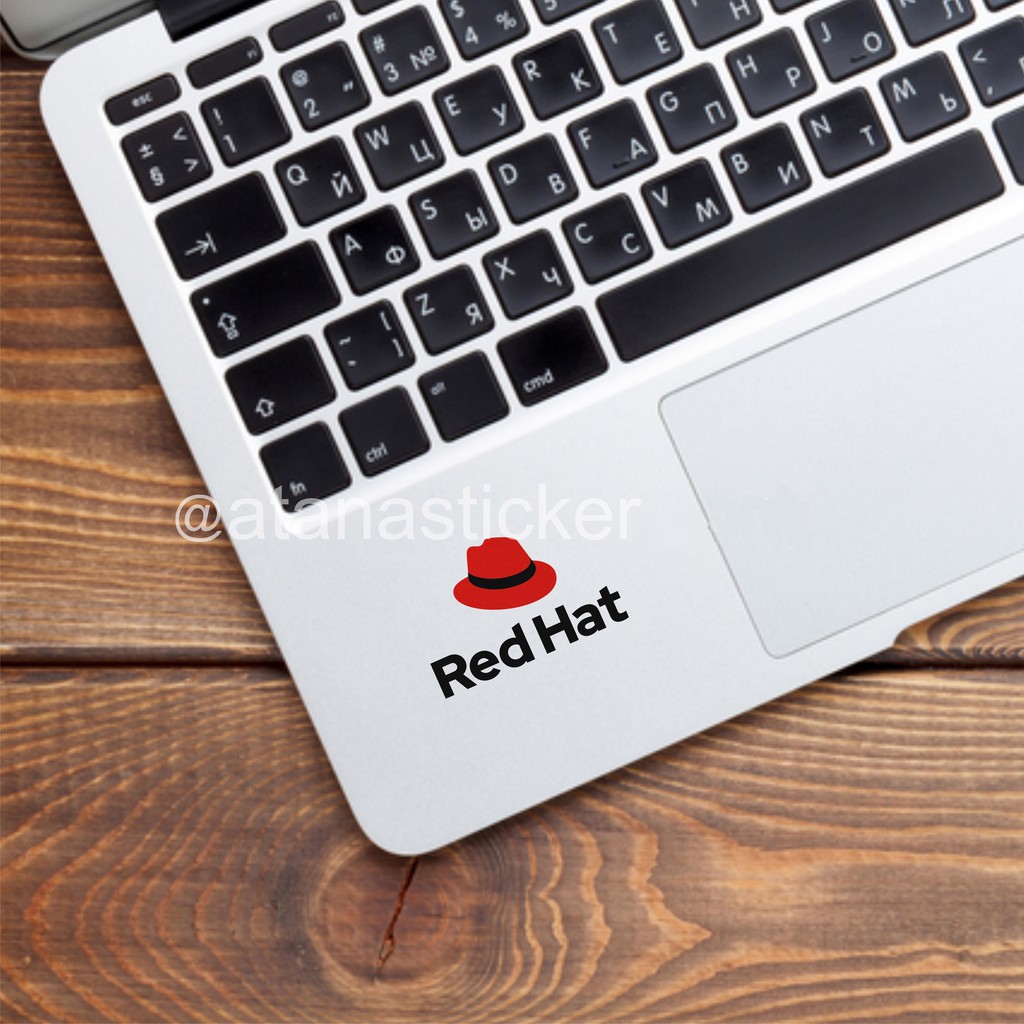 Stiker Cutting Mini Reflective Logo Linux Red Hat Enterprise Square 5 x 3 cm Nyala Laptop Hp Skin