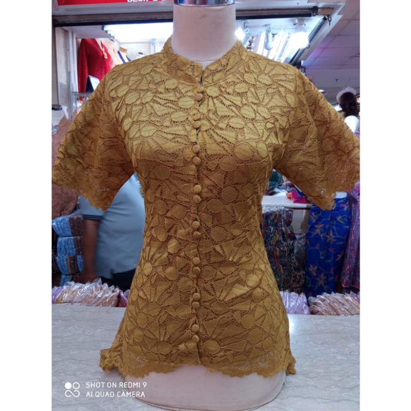 Realpict kebaya brukat kancing depan//kebaya brukat lengan pendek//brukat pendek sanghai