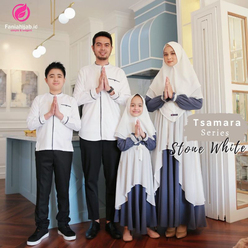 Tsamara Stone White fania Hijab / faniahijab.id / Sarimbit Tsamara white stone eid series Fania Hija
