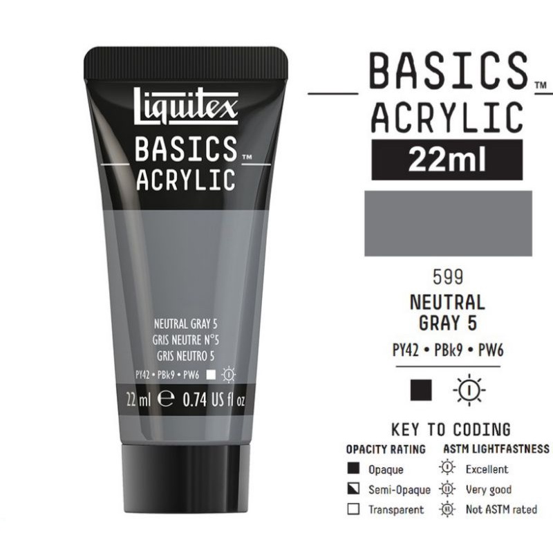 

LIQUITEX BASICS ACRYLIC 22 ML NEUTRAL GRAY 5