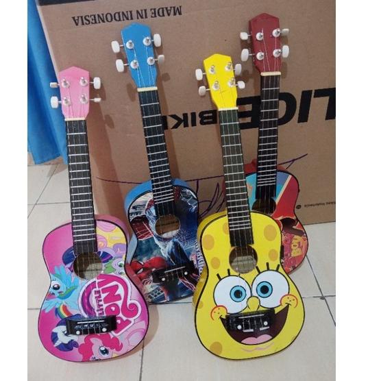 Terbaru.. ukulele gambar spiderman/ukulele kado hadiah/gitar mini murah/kentrung senar 4 & senar 3