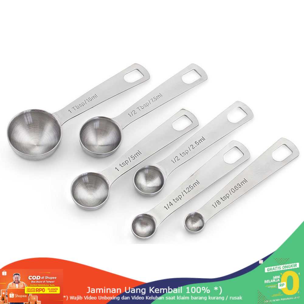 (BISA COD) RVOSTR HOOMIN Sendok Takar Ukur Measurement Spoon Stainless Steel 6 PCS 16752