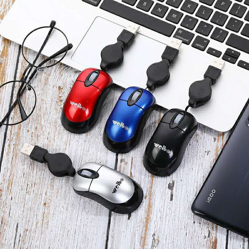 mrcaisen Optical Mouse weibo mini model tarik kabel 3d 1600 tanpa baterai