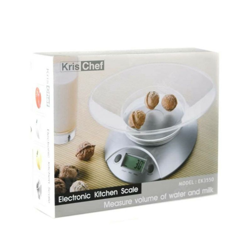 KRISCHEF TIMBANGAN BUMBU DAPUR 5KG SILVER/ACE DIGITAL KITCHEN SCALE SLV 5KG /ACE TIMBANGAN MAKANAN