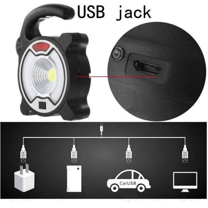 TJ-329 Lampu Senter Lentera COB Darurat Emergency Recharger USB/ Solar Panel Camping Hiking