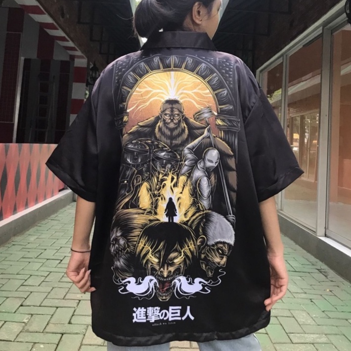 Kemeja Titans Final War Black Anime Manga SNK Attack On Titan Premium Unisex