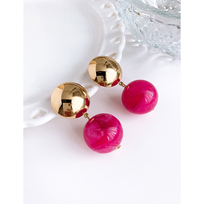 LRC Anting Fashion Navy Alloy Resin Ball Earrings F7351X