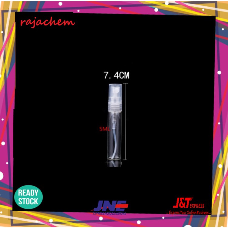 Botol Spray Kaca Bening 5ml Refillable Parfum Vial Travel Size