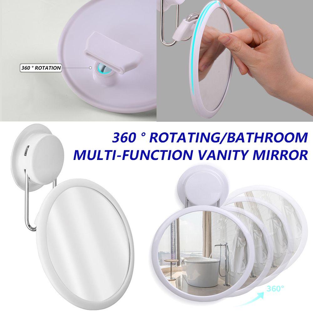 Populer Vanity Mirror Plastik Self Adhesive Vacuum Suction Bulat Aksesoris Mandi Gantung Dinding Perlengkapan Makeup