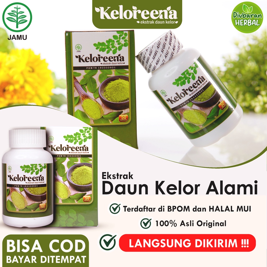 Kapsul Daun Kelor isi 100 Kapsul - Kapsul Daun Kelor - walatra Keloreena - Obat Herbal Daun Kelor