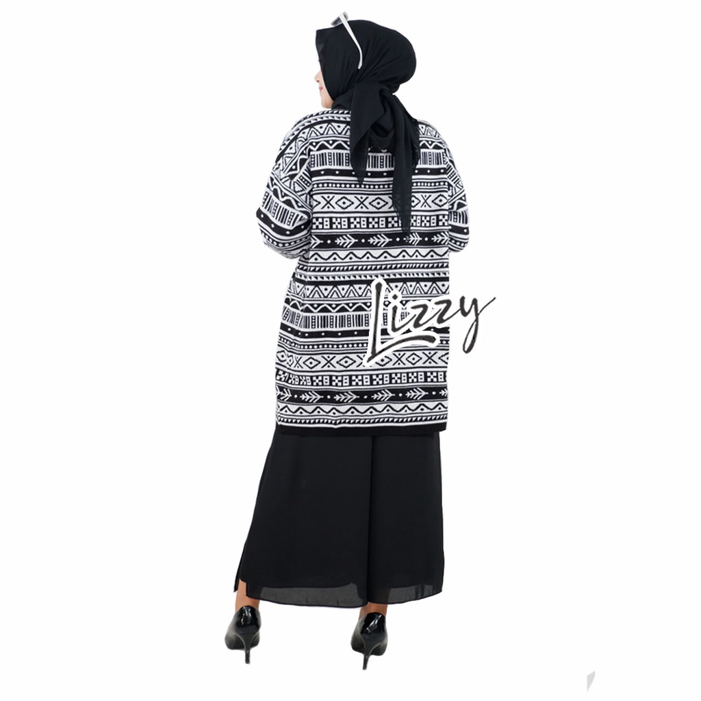 Lizzy - KNITWEAR CARDIGAN LONG ABSTRAK TRIBAL PREMIUM