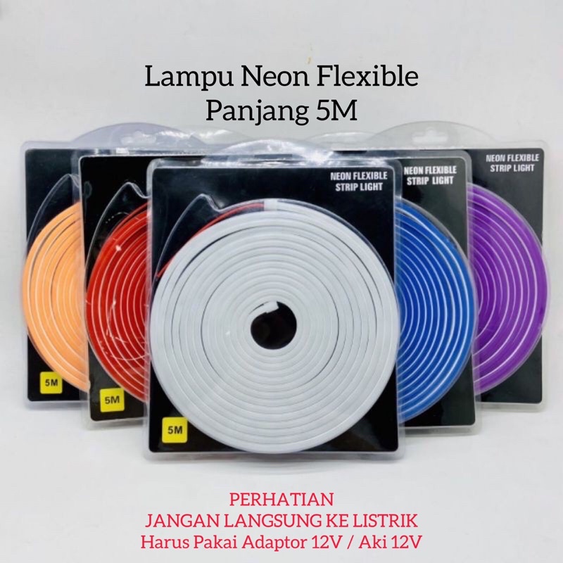 Lampu LED Neon Flexible Lampu LED Strip Flexible 5 Meter DC 12V IP65 /  Lampu Selang LED Waterproof / Lampu Outdoor and Indoor Plafon / Lampu Hias Kamar / Lampu Dekorasi Rumah / Lampu Aesthetic