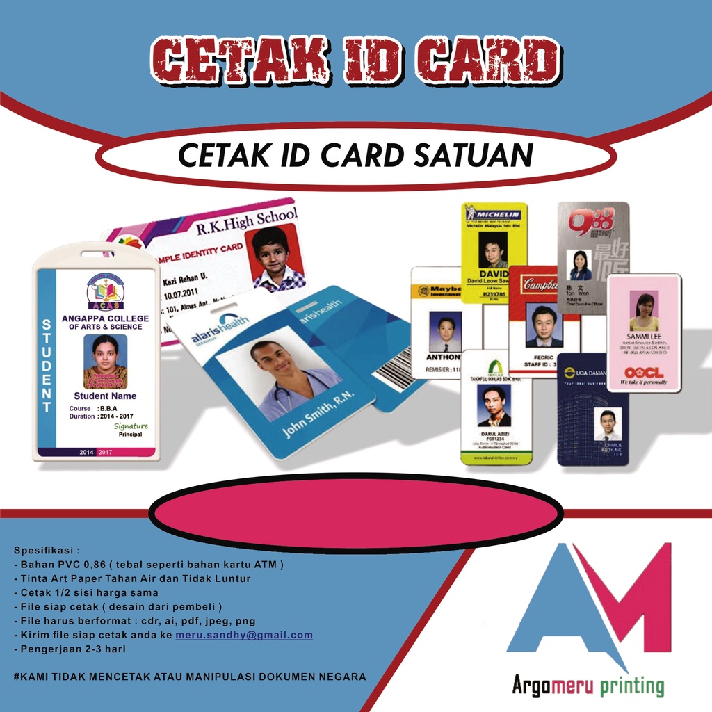 Cetak ID Card Costume Satuan