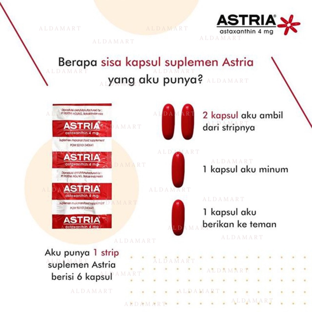 Astria astaxanthin 4mg / Astria force astaxanthin 6mg (1box 2strip @ 6 soft capsule)