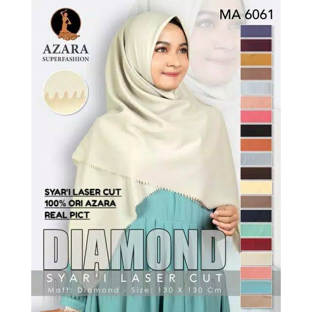 [Bisa COD] Hijab Segiempat DIAMOND SYAR'I LASER CUT LC Ori AZARA