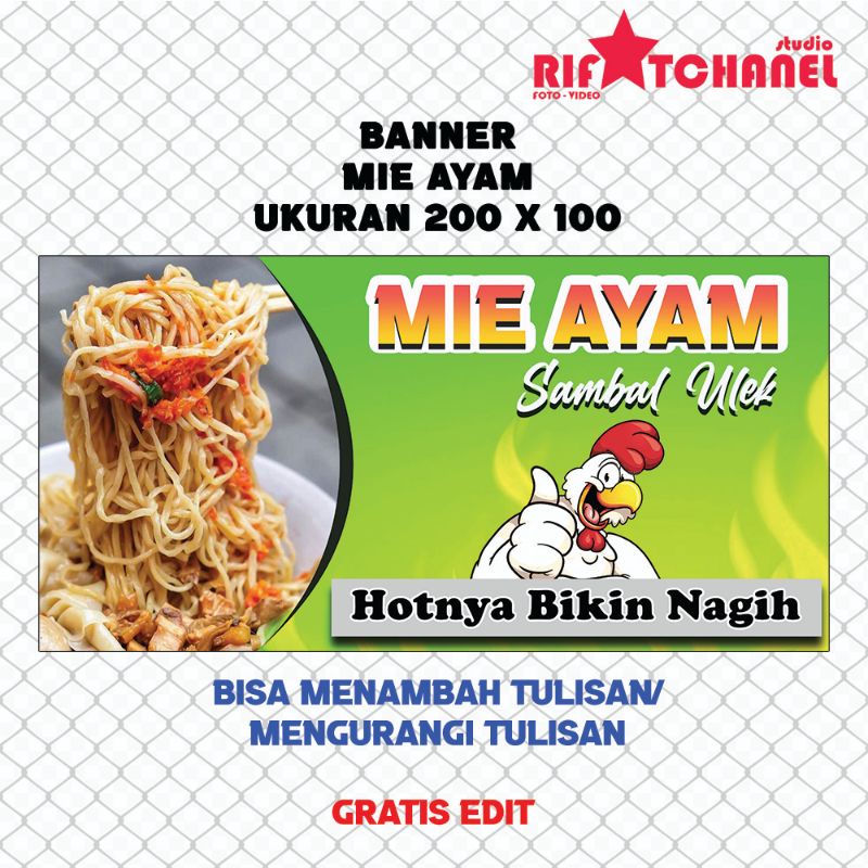 BANNER MIE AYAM UKURAN 200 X 100