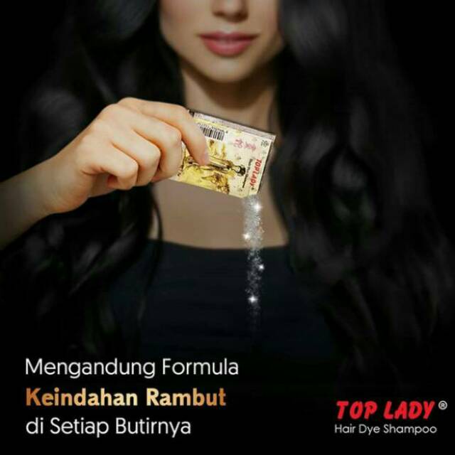 TOP LADY SEMIR RAMBUT / Hair Dye Shampoo 6 Sachet HITAM HARGA PER BOX / Shampo Semir Rambut Warna Hitam - Top Lady Black isi 6 Sachet / Top Lady Hair Dye Shampoo 6 Sachet Hitam Semir Rambut Pewarna Rambut SALE TERMURAH