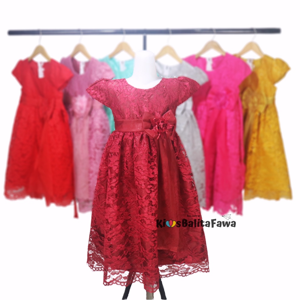 Gaun Pesta Size 7-8 Tahun / Ekspor Quality Premium Brukat Baju Anak Perempuan Dress Polos Natal Dres