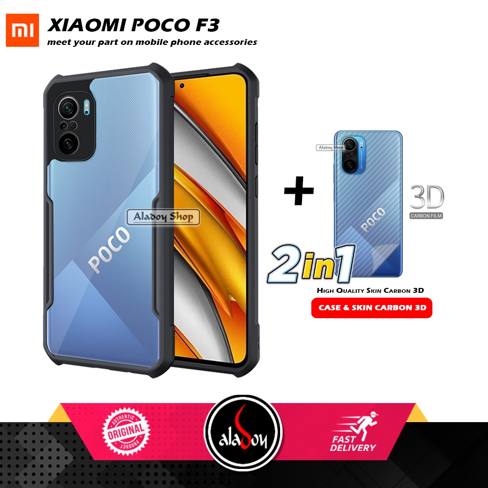 Case XIAOMI POCO F3 Armor Fusion Transparent Casing Free Skin Carbon 3D