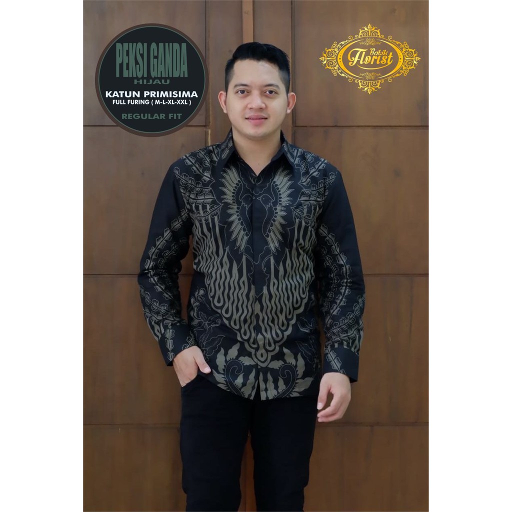 PEKSI GANDA HIJAU Kemeja Batik Pria Full Furing Bahan Katun Primisima