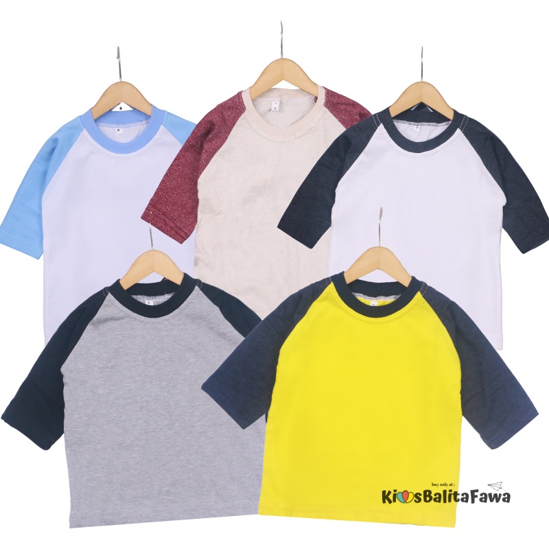 Kaos Reglan POLOS uk 6-18 Bulan / Atasan Anak Panjang Baju Laki Perempuan Oblong Raglan Grosir Babycinnamon