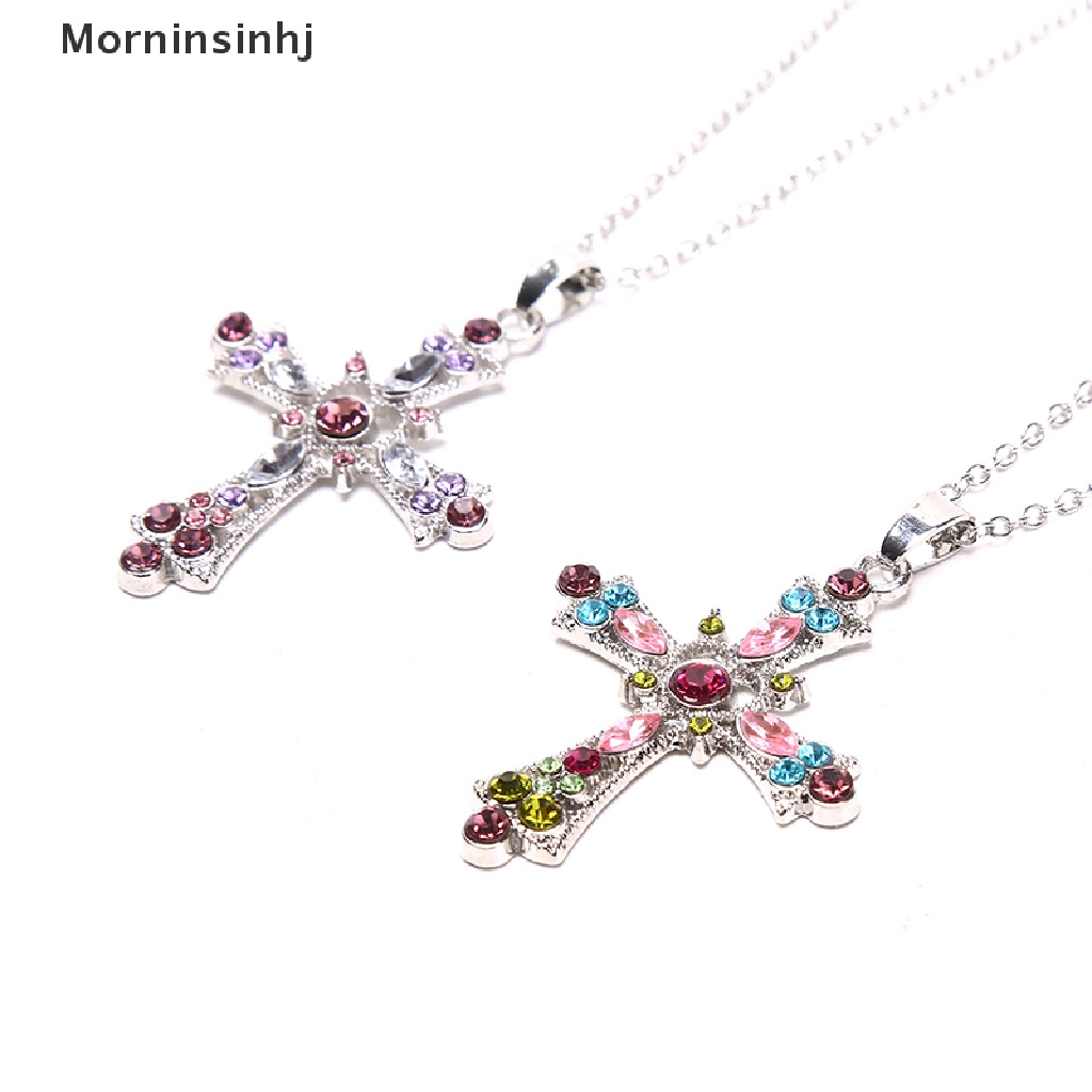 Mornin Vintage Color Zircon Cross Virgin Pendant Kalung Pesona Lady Necklace id