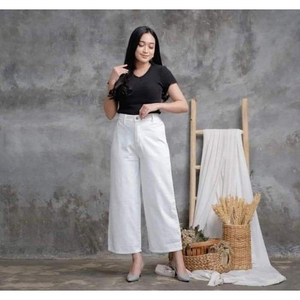 Kulot jeans putih Kulot jeans hitam Kulot jeans wanita Kulot jeans high waist Kulot jeans jumbo Cela