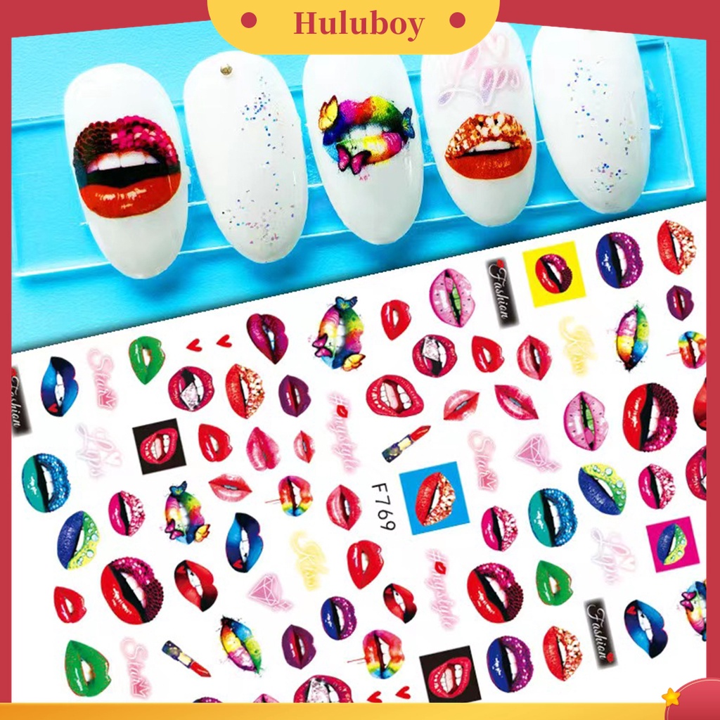 Huluboy Huluboy♡ 11 Pcs / Set Stiker Kuku 3D Aneka Bentuk Buah Strawberry Transfer Air Untuk Musim Panas