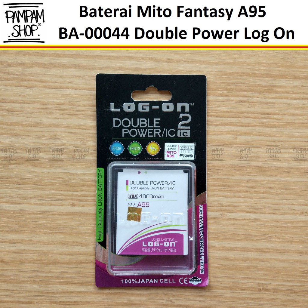 Baterai Log On Double Power Mito Fantasy A95 BA-00044 BA00044 Batre Batrai BA 00044 Fantasi HP