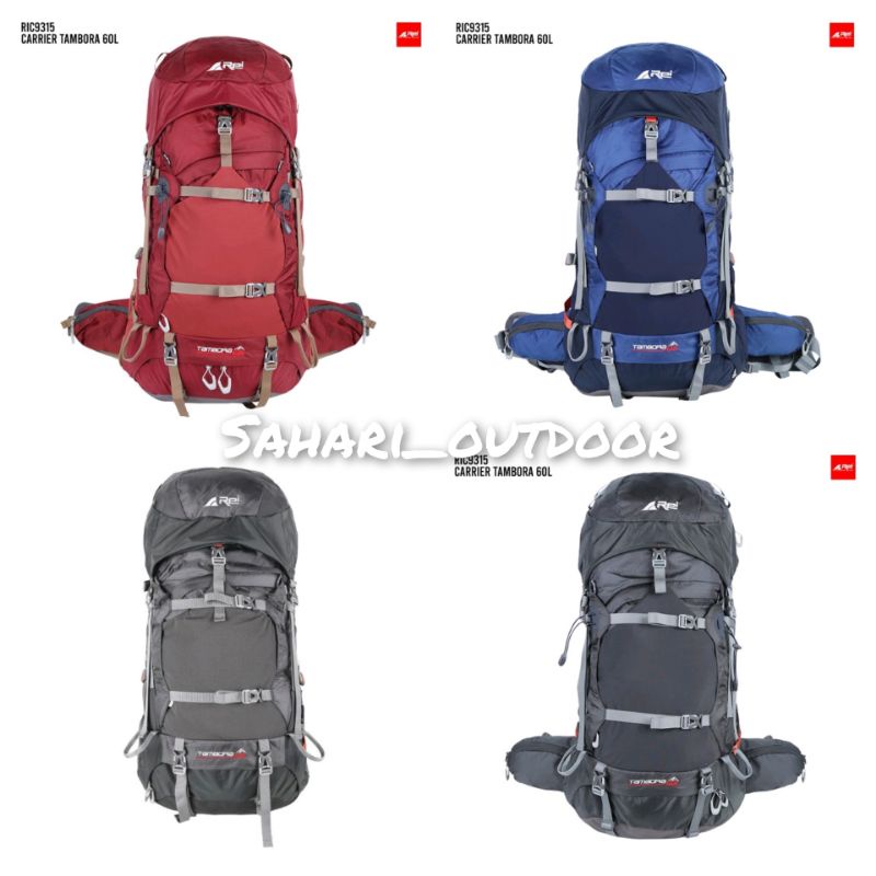 tas gunung carrier original Arei Tambora 60L dapat cover bag areioutdoorgear