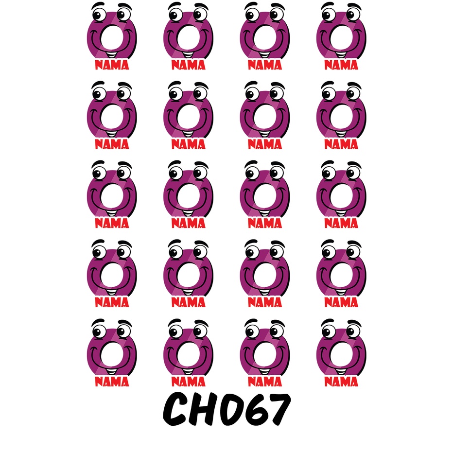 

Sticker Nama Cutting Label Waterproof Tahan Air Huruf 67 (CH067)