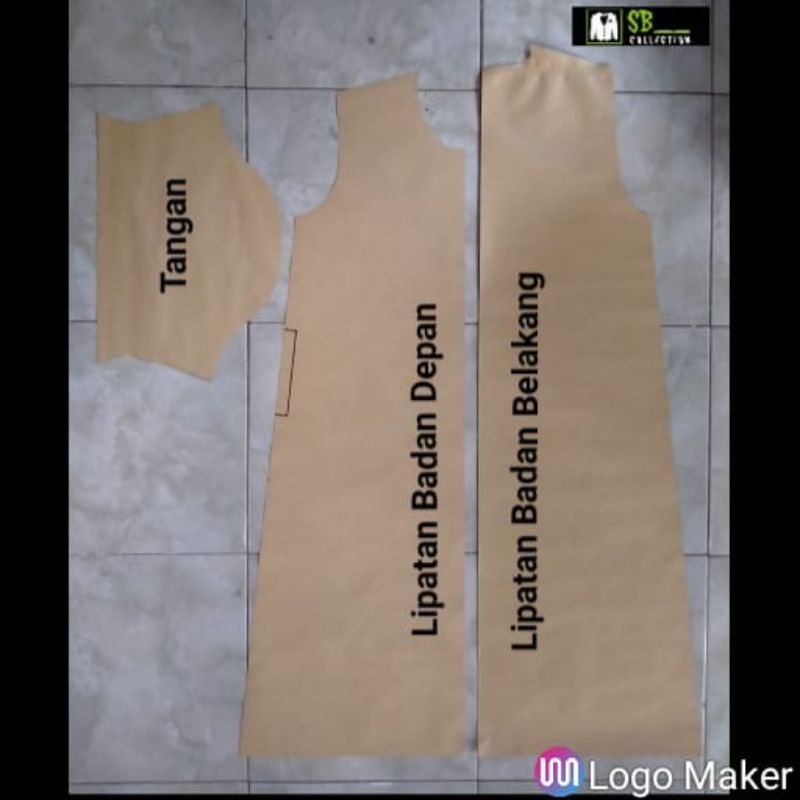 Pola jiplak daster wanita dewasa 6 ukuran (1set)