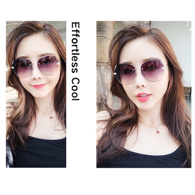 Kacamata Hitam Wanita Korean Fashion Gaya Oversized Frameless KACA MATA Sunglasses