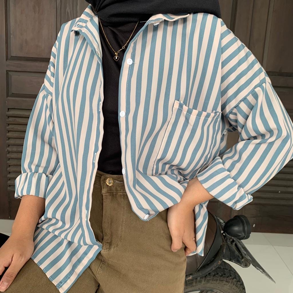 KEMEJA SALUR OVERSIZE / STRIPPY SHIRT / KEMEJA STRIPE OVERSIZE | STRIPY SHIRT KEMEJA SALUR GARIS