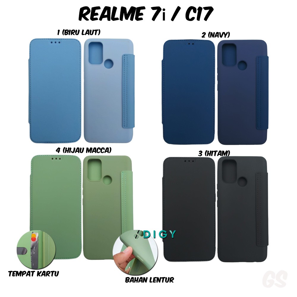 Spesial Murah import Casing REALME 7 = C17  Flip Cover Candy  Polos Standing Case