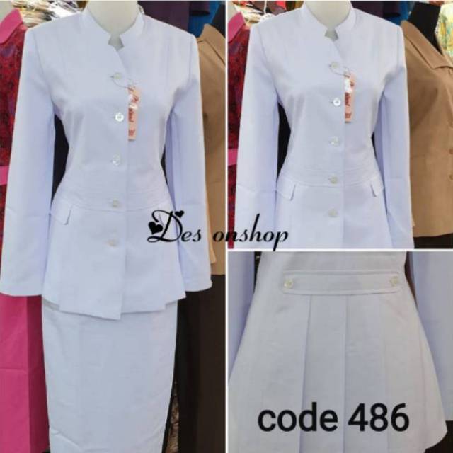 Stelan blazer pns/perawat putih 486