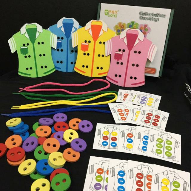 Mainan Edukasi Abaca - Menjahit Baju Kayu 30 Tantangan