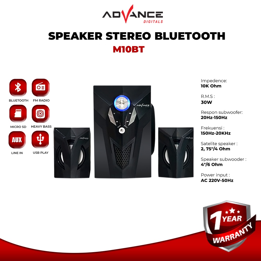 ADVANCE M10BT Speaker Stereo Bluetooth Xtra Bass Subwoofer Garansi Resmi 1 Tahun