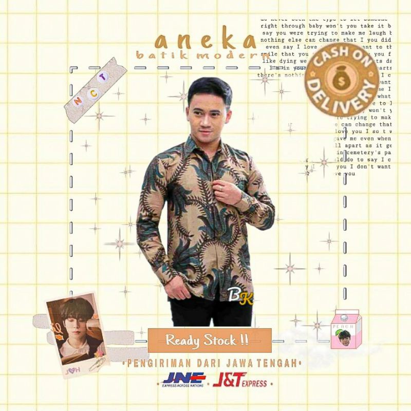 ATASAN KEMEJA HEM BATIK PRIA COWOK TANGAN LENGAN PENDEK BIG SIZE JUMBO XXL HIJAU TOSCA MERAH