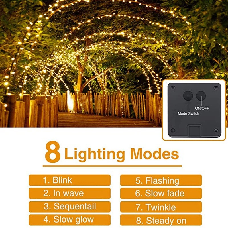 Outdoor Waterproof LED Solar Light Copper Wire String Lamp / Christmas Garden Patio Wedding Party Decoration