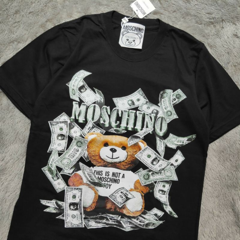 Tshirt Kaos Moschino Rich Dollar Fulltag &amp; Lebel Premium ( Bestseller )