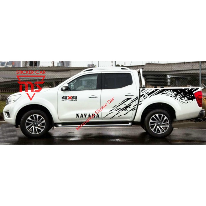 stiker navara sticker navara 4x4 offroad lumpur toyota navara decal - Putih