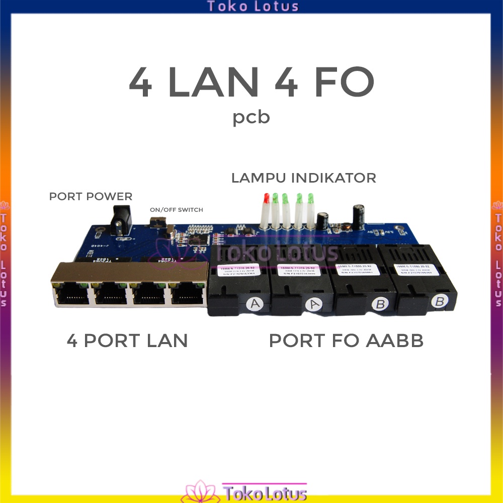 Pcba Ethernet Fiber Switch 4 RJ45 4 SC Optik Media Converter Single