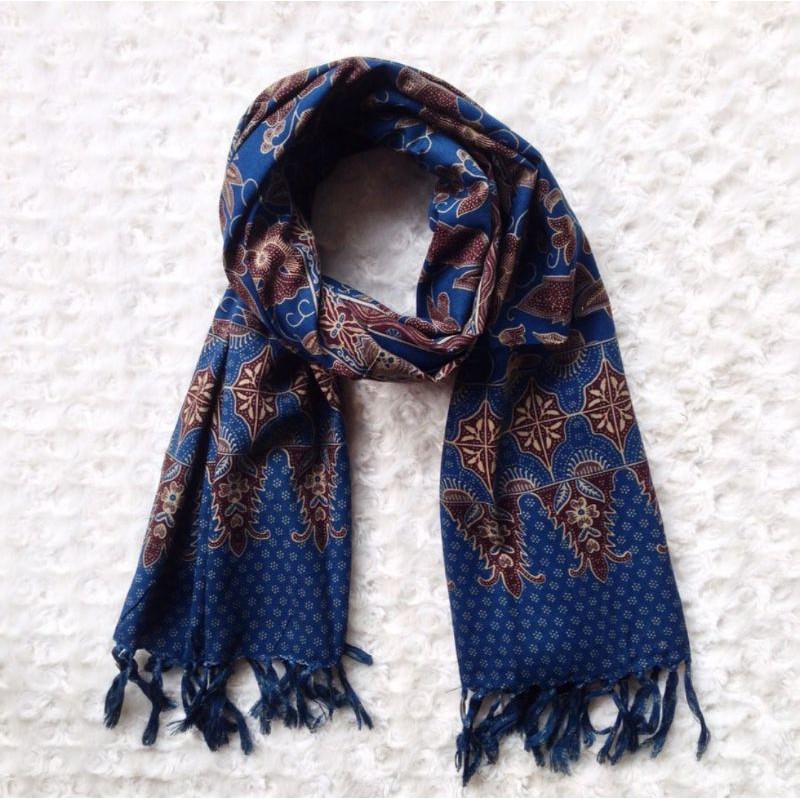 Syal Batik / Scarf Batik / Shawl Batik / Selendang Batik / Syal Fashion / Souvenir Batik - Biru