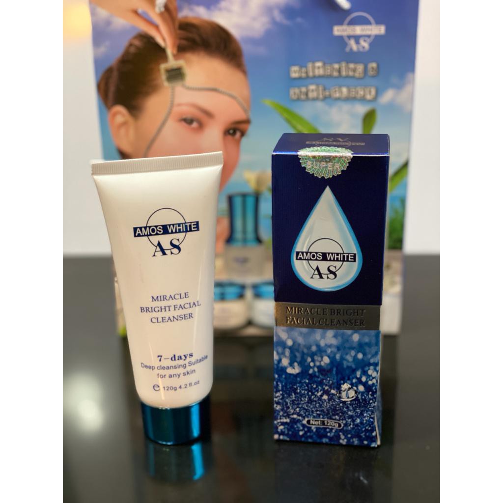 Amos White Facial Cleanser 120 gram Sabun Wajah Amos Miracle Bright Cleanser Pembersih Wajah