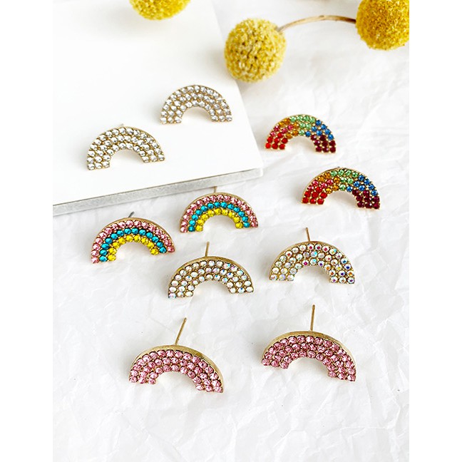 LRC Anting Tusuk Fashion Alloy-encrusted Fan-shaped Earrings F90972